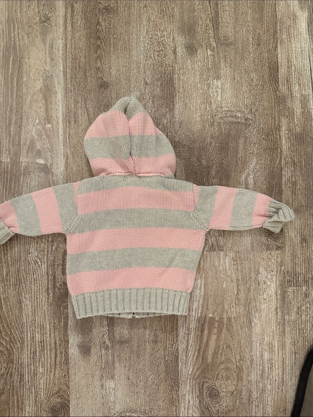 Ralph Lauren Pink & Gray Striped Hooded Zip Knit Sweater - Kids - Picture 5 of 5